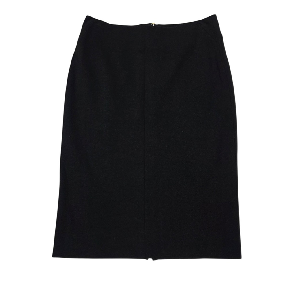 Diane Von‎ Furstenberg Pencil Skirt Womens 2 Black Knee Length Zip Vent Stretch